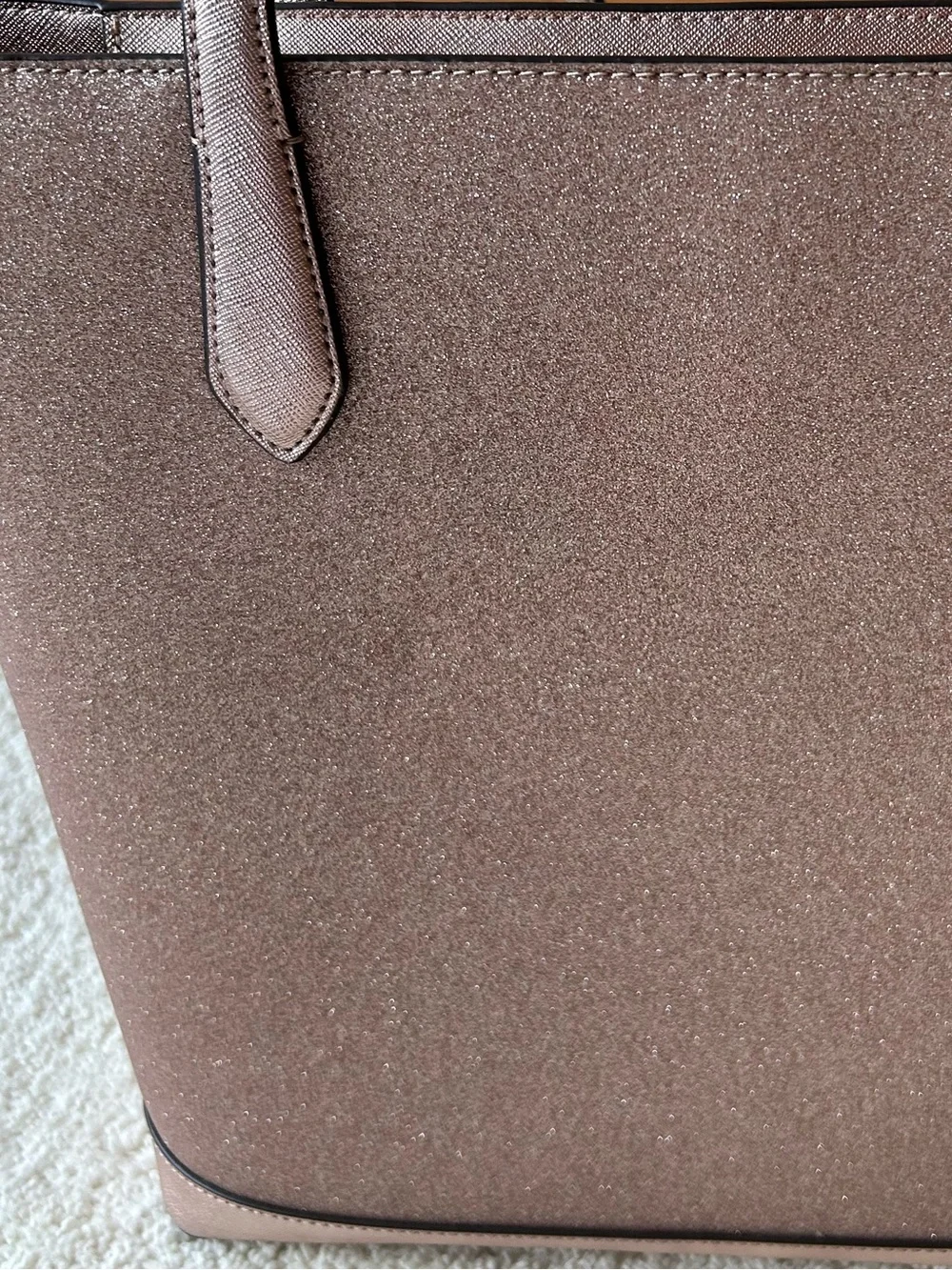 Kate Spade Tinsel Tote in Rose Gold Glitter GUC